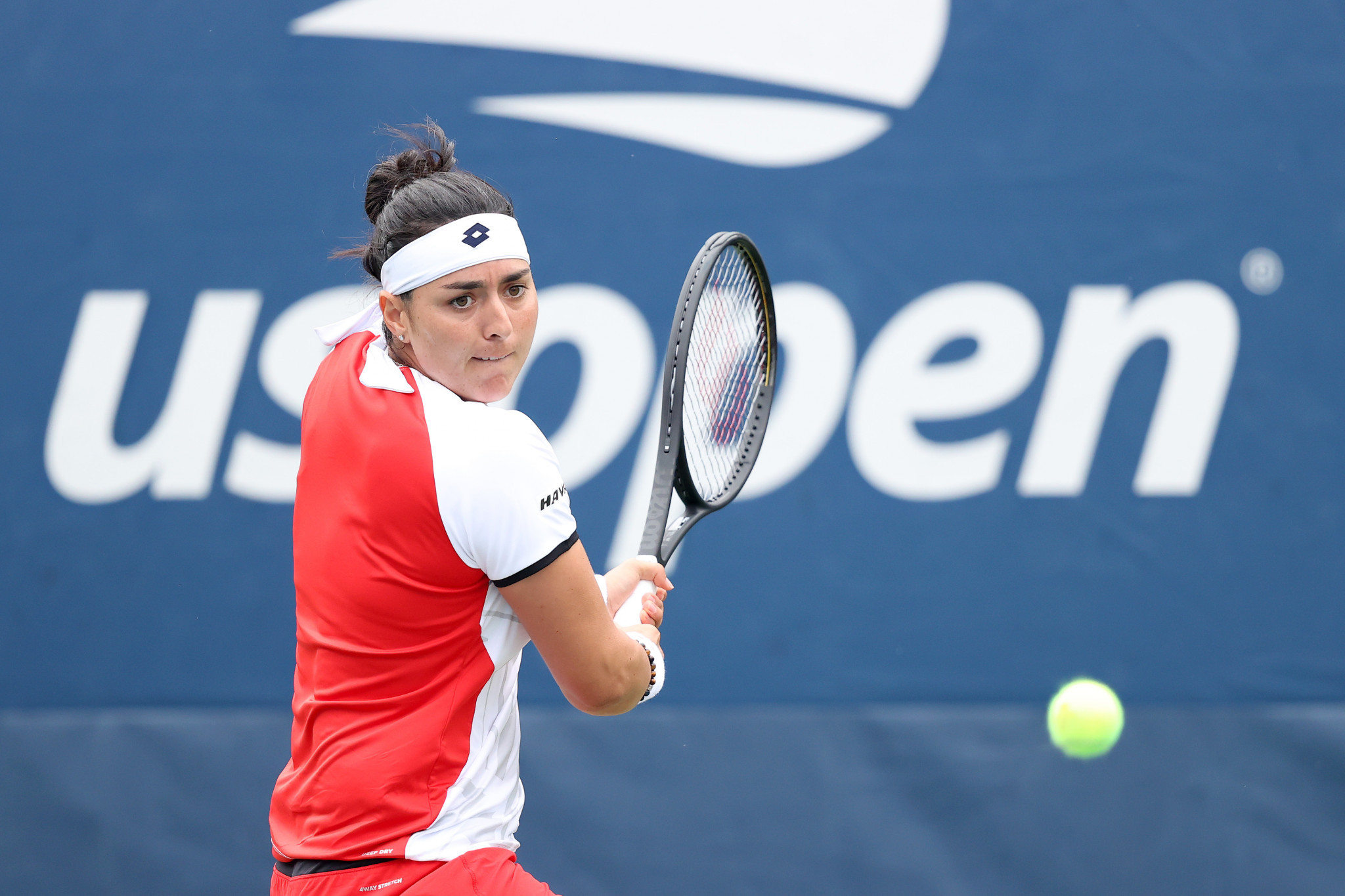 Ons Jabeur of Tunisia dropped just one game as she reached round three of the US Open in dominant fashion ©Getty Images