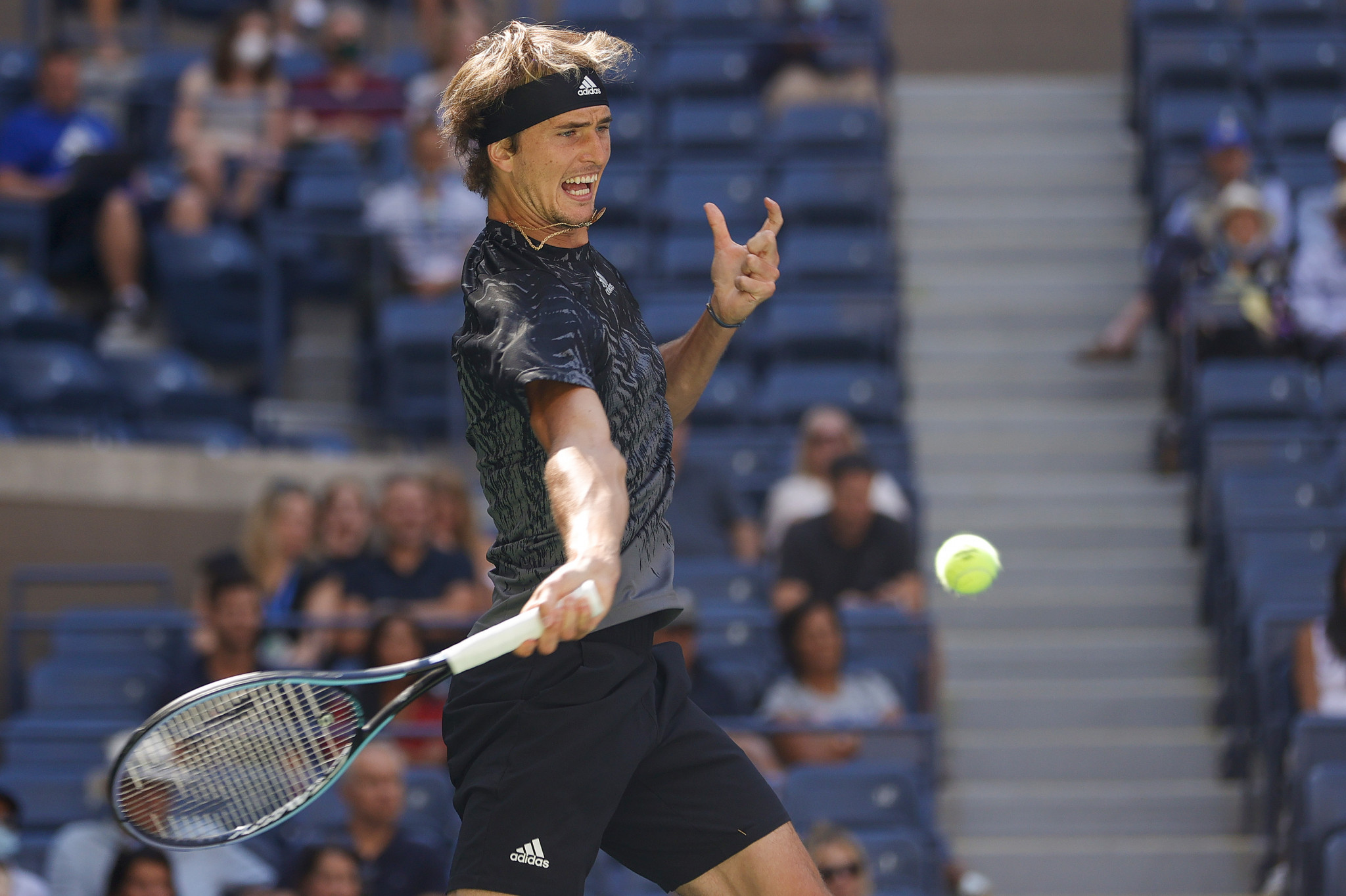 German Alexander Zverev - the Olympic champion and fourth seed in New York - needed just 74 minutes to beat Spaniard Albert Ramos-Vinolas 6-1, 6-0, 6-3