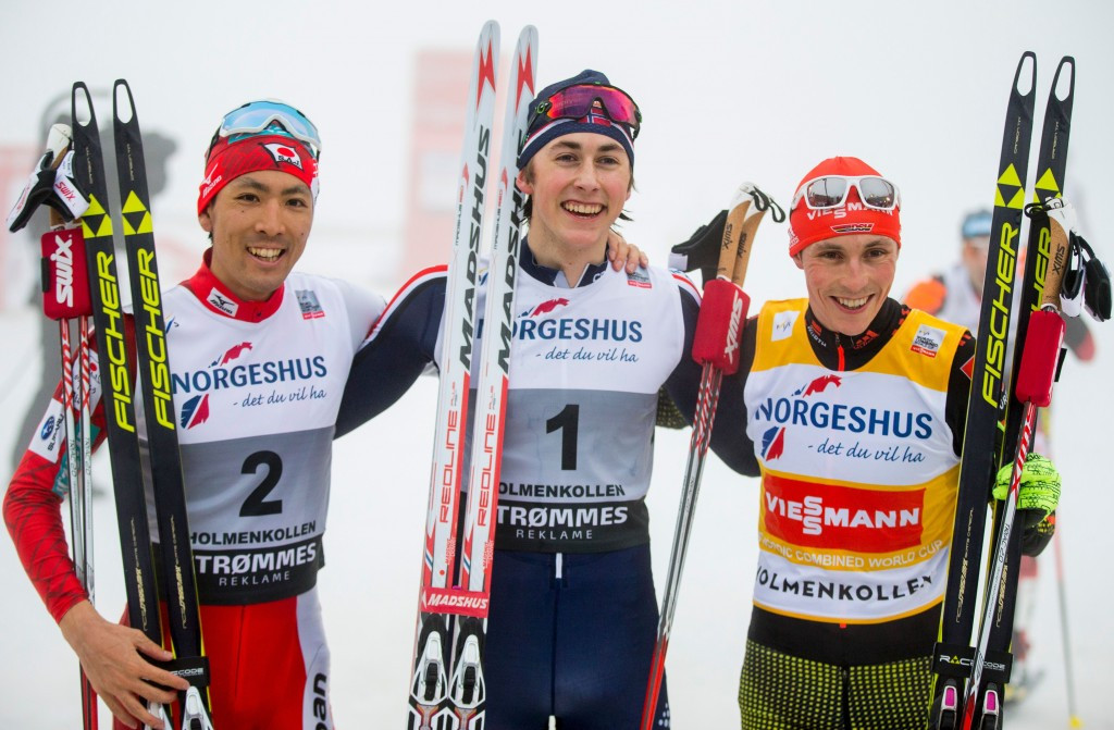 Norwegian youngster Jarl Riiber upset the odds by claiming victory at the Nordic Combined World Cup in Oslo ©Getty Images