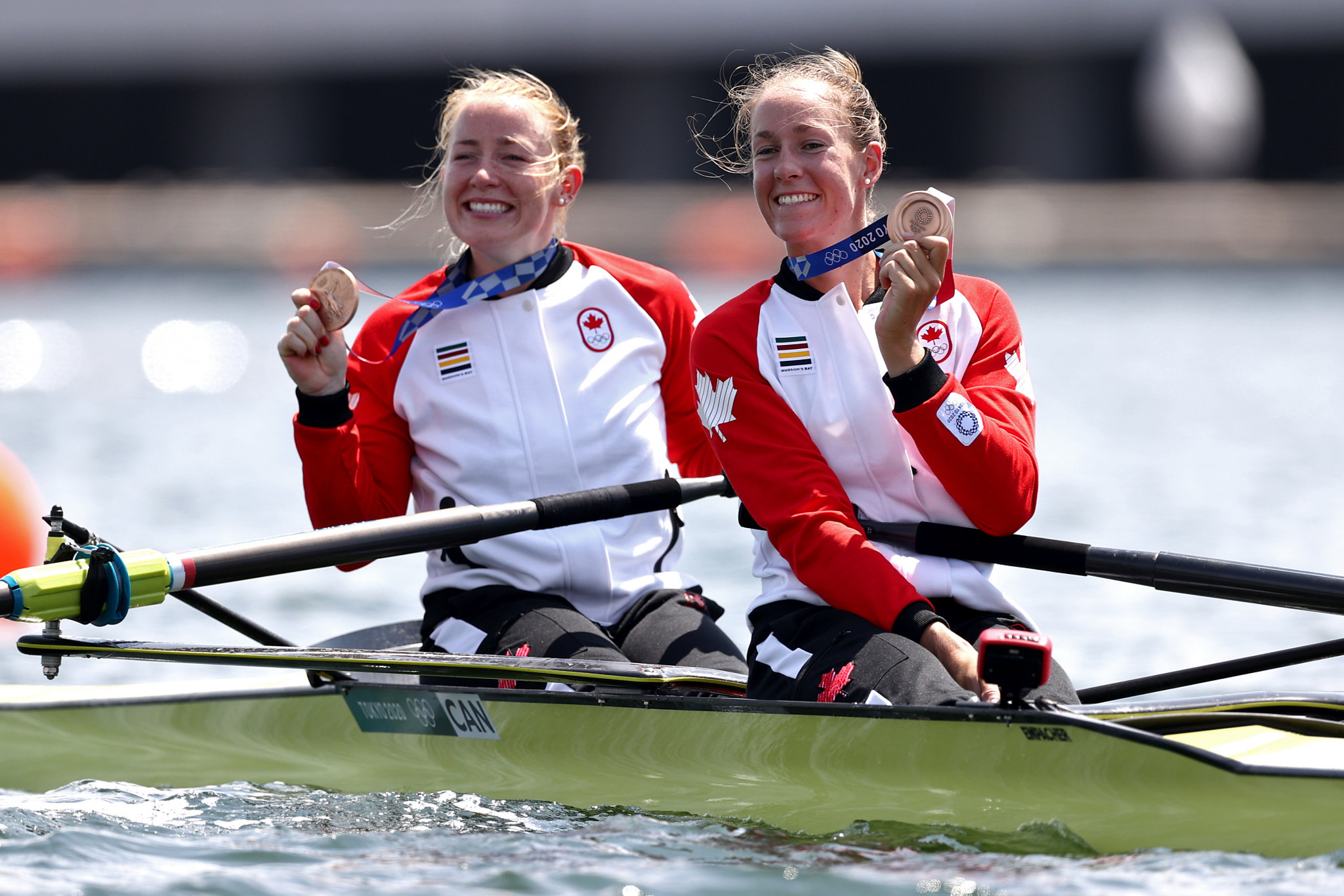 Caileigh Filmer, left, credited the support of LifeWorks for helping her win an Olympic bronze medal in the women's coxless pairs at Tokyo 2020 ©Getty Images