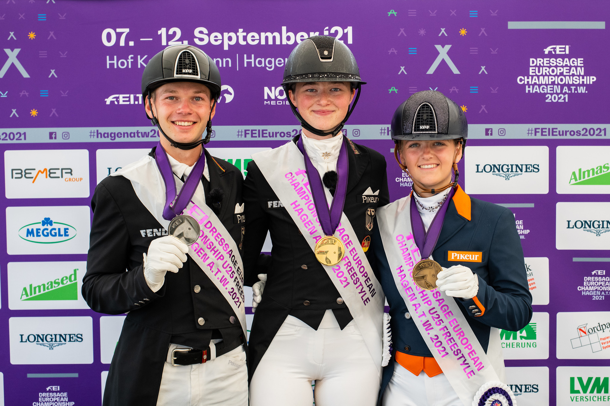Germany and the Netherlands enjoyed podium success in the under-25 events and Semmieke Rothenberger, centre, won two gold medals ©FEI/Lukasz Kowalski