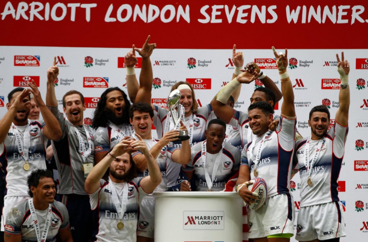 The United States celebrate their first win in the history of the Sevens World Series