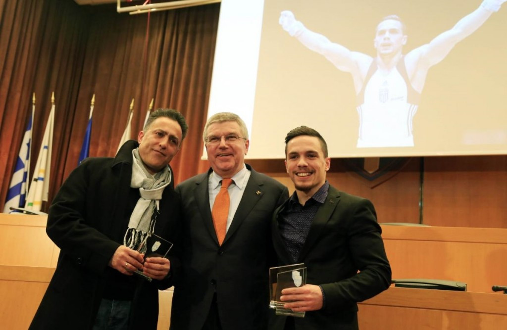 Gymnast Eleftherios Petrounias (right) was one of the athletes honoured ©HOC