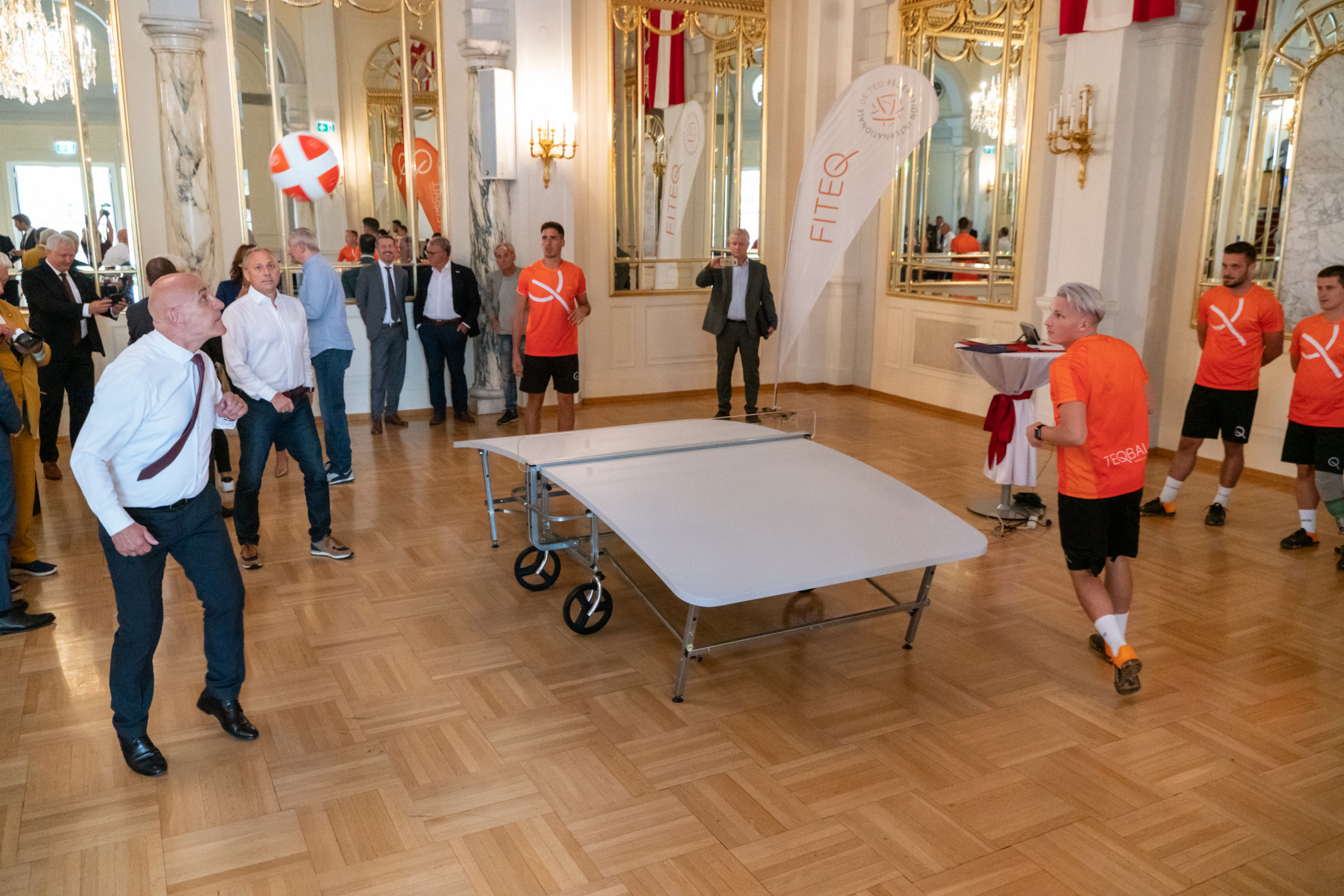 The presentation included a demonstration by professional players, with a particular focus on Para teqball, a sport established in March 2021 ©FITEQ
