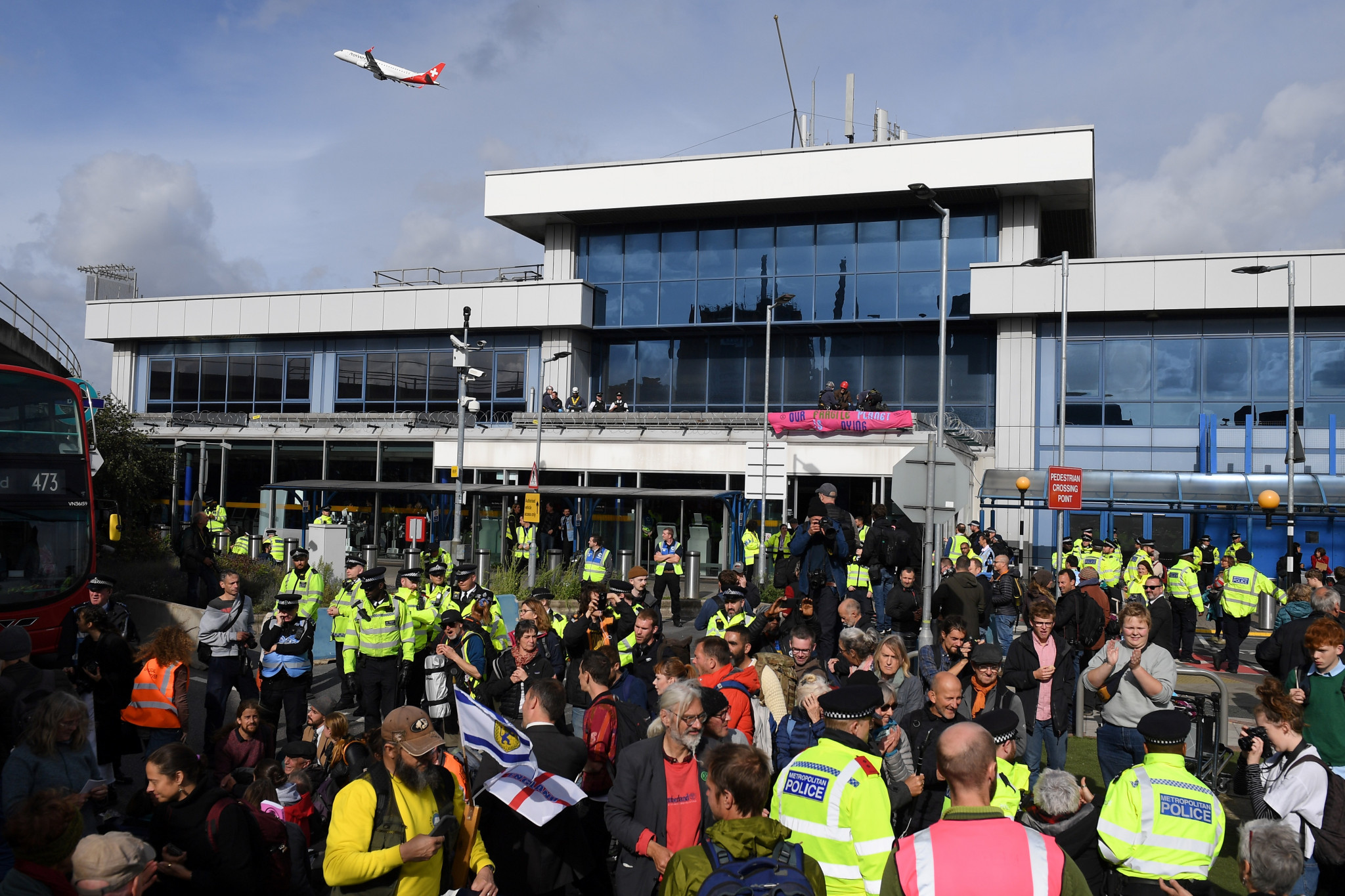 Extinction Rebellion occupied London City Airport on the day of James Brown's protest ©Getty Images