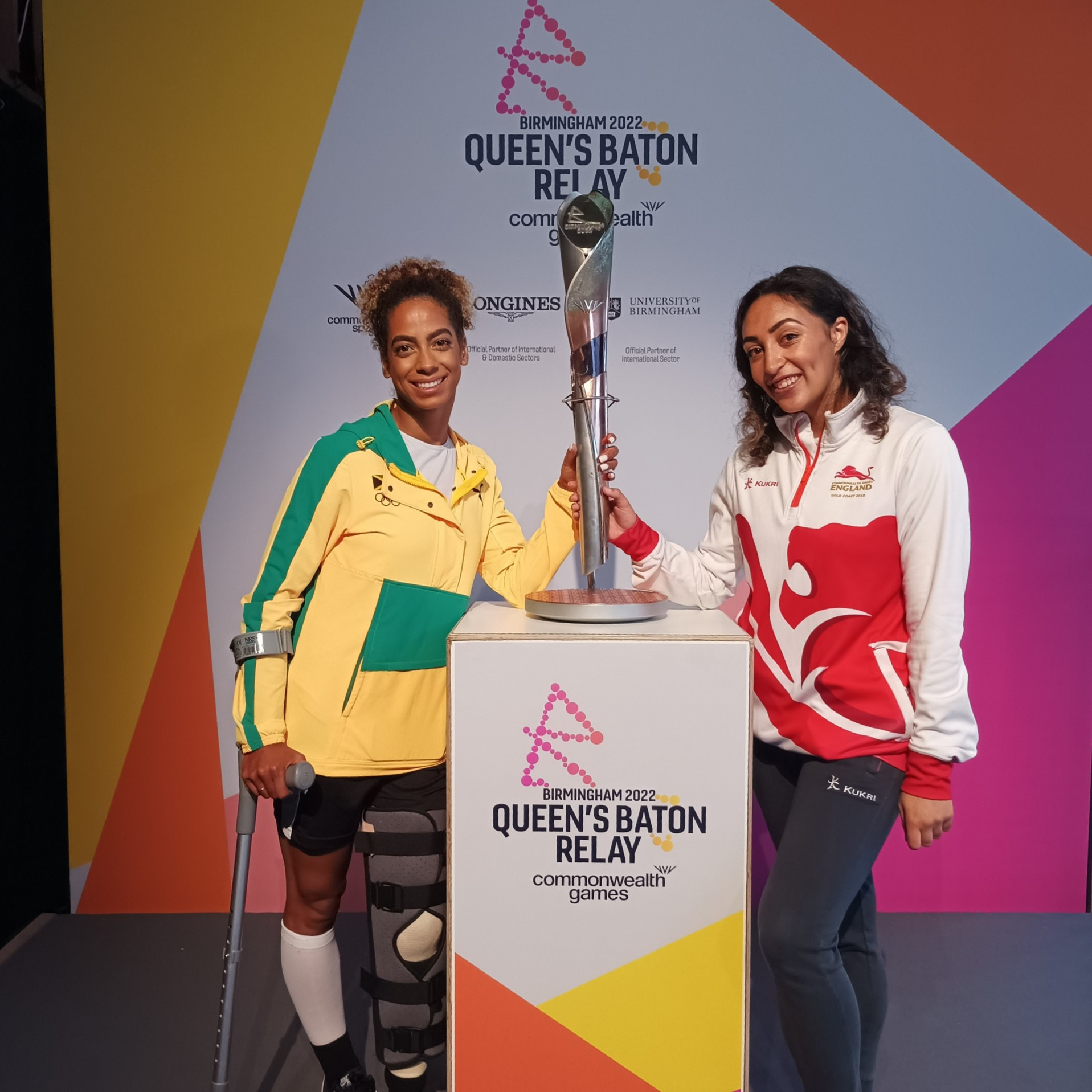 English gymnast Mimi Cesa, right, and Jamaica's Danusia Francis were in attendance at a launch ceremony at Birmingham Open Media ©Philip Barker