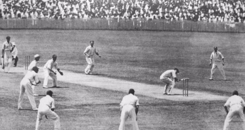 England's Bill Woodfull pictured facing a ball during the infamous Bodyline Series between England and Australia 