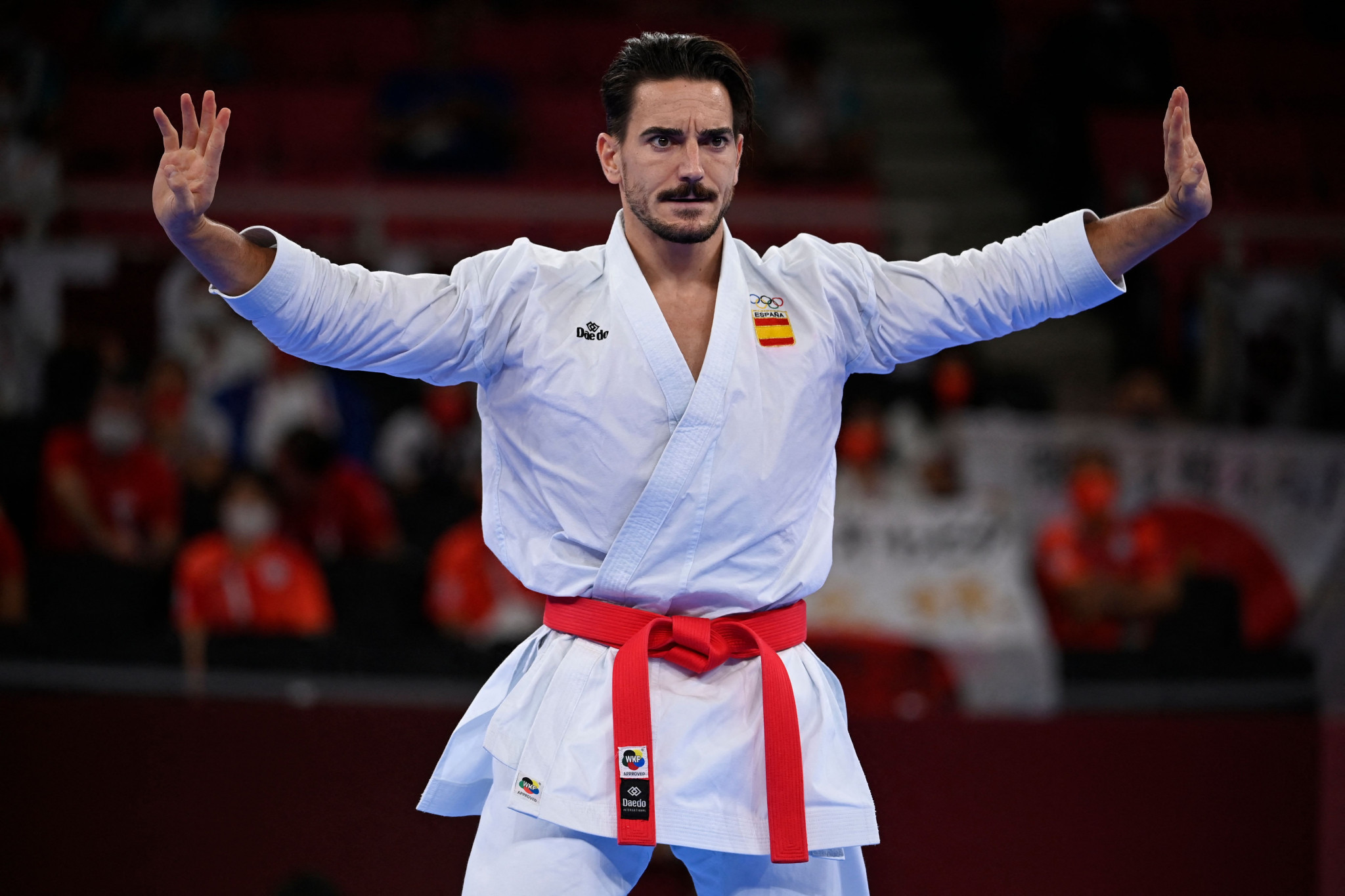 Damian Quintero of Spain, who leads the Men's Kata category, is one of two Tokyo 2020 silver medallists in action in Moscow 
©Getty Images
