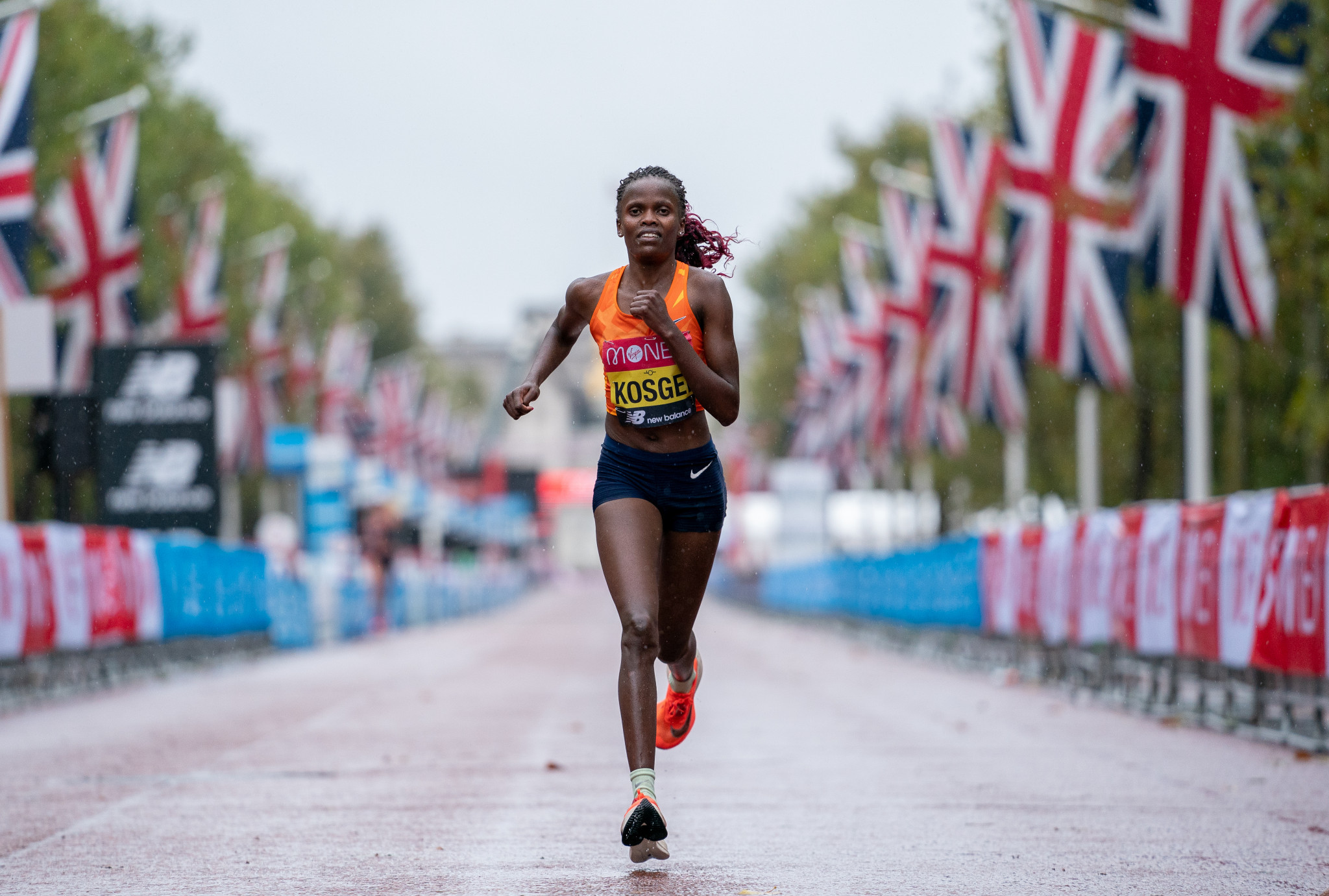 Women's marathon world record Brigid Kosgei will attempt to win a London Marathon hat-trick ©Getty Images