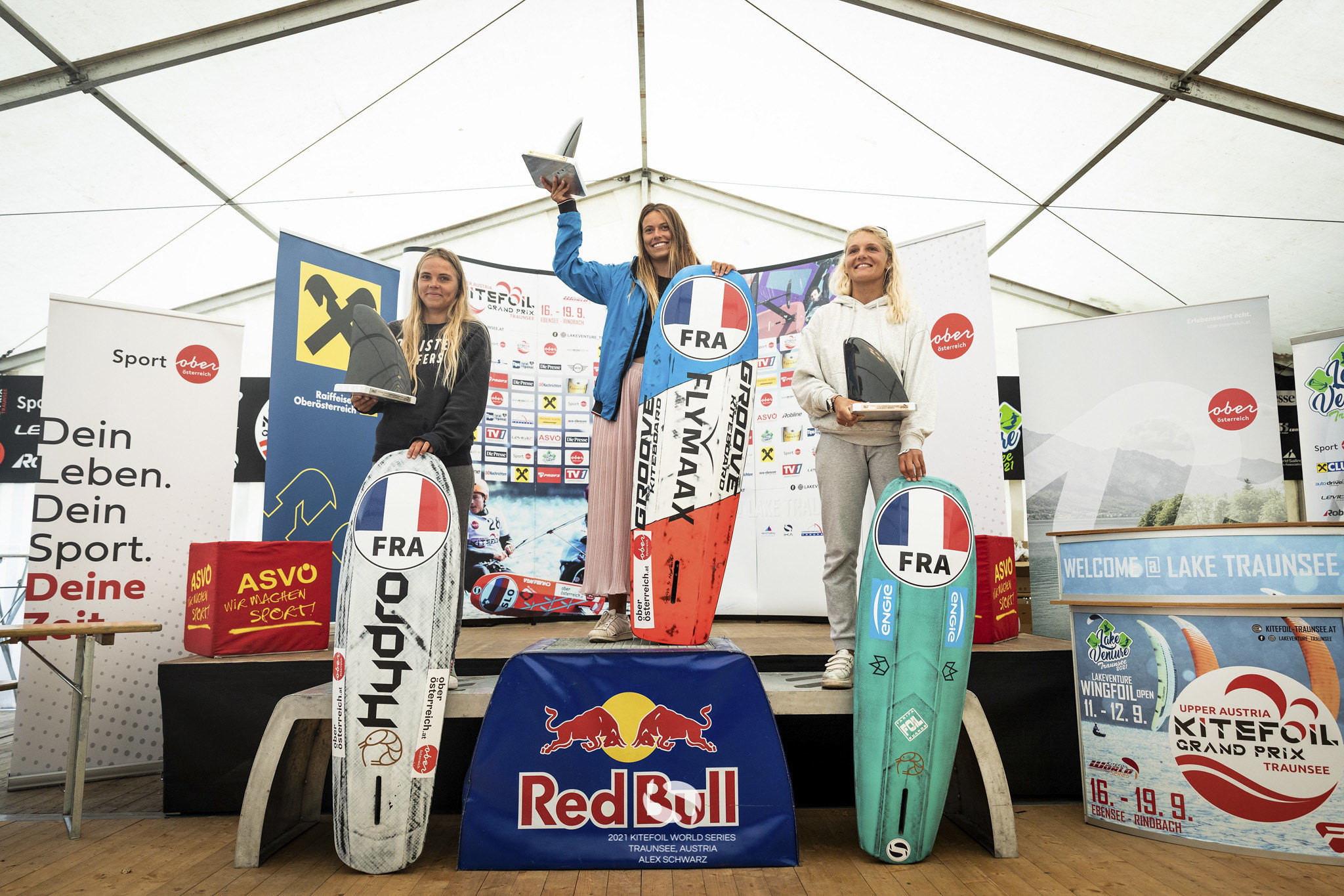 France completed a clean sweep of the women's event at the previous IKA KiteFoil World Series event in Traunsee and will be hoping for more success in Cagliari ©IKA 