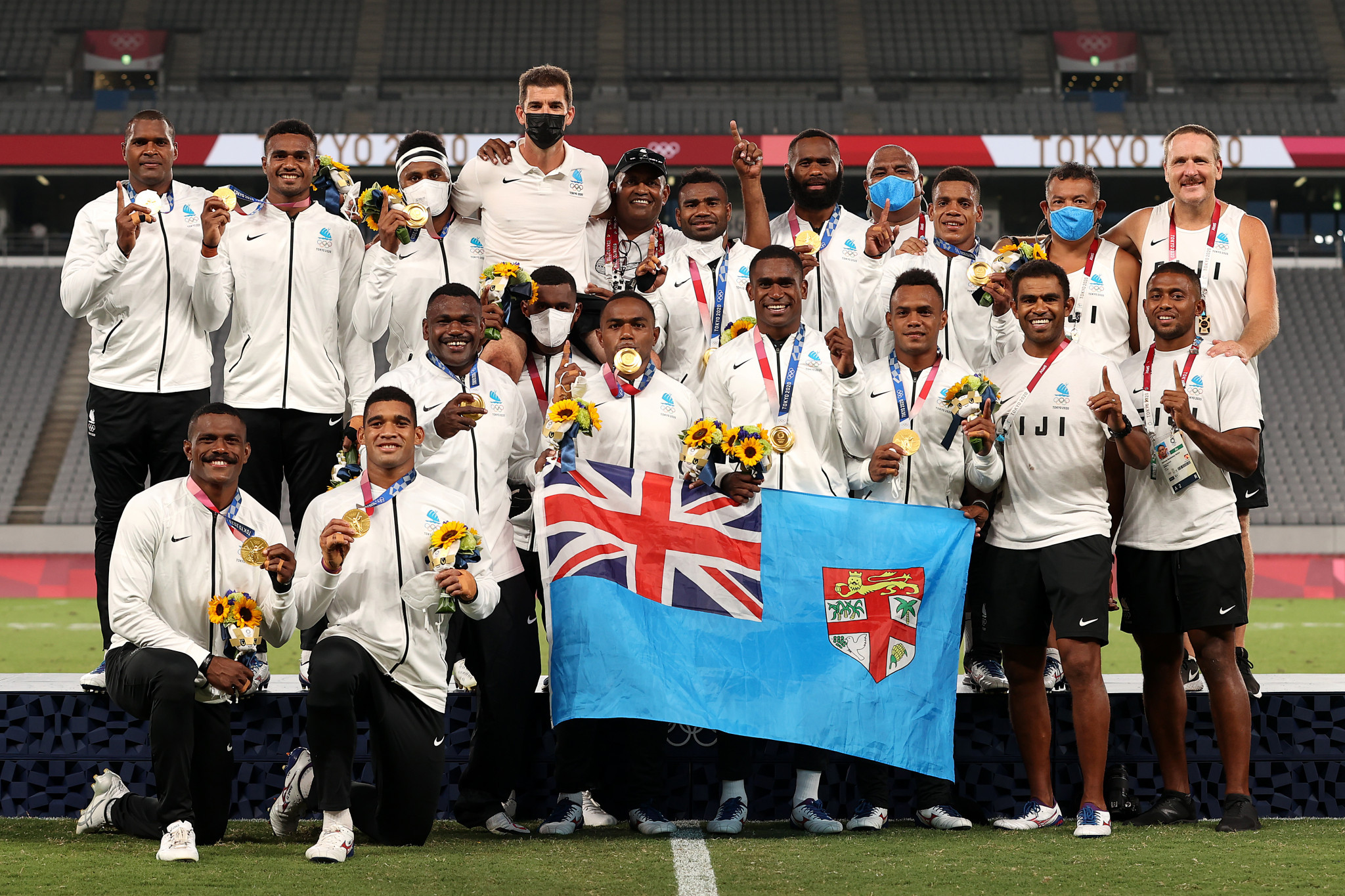Fiji's men's rugby sevens team won their second gold in a row ©Getty Images