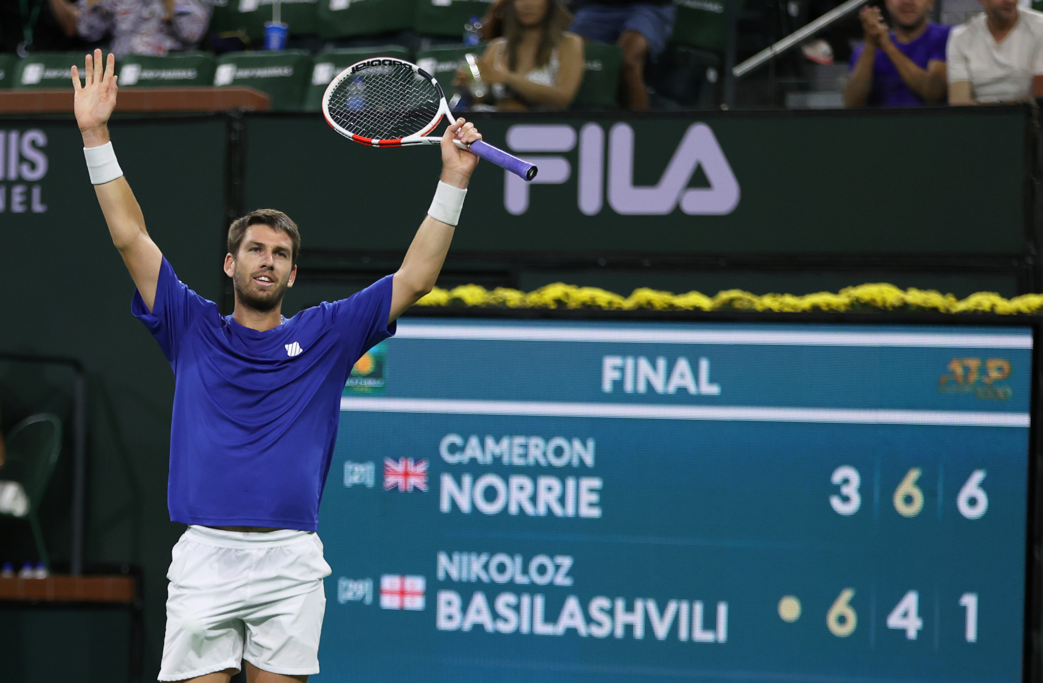 Britain's Cameron Norrie came from behind to beat Georgia's Nikoloz Basilashvili in the men's singles final ©Getty Images