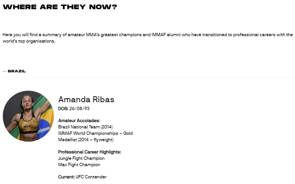 The IMMAF alumni page currently features athletes from 10 different countries ©IMMAF