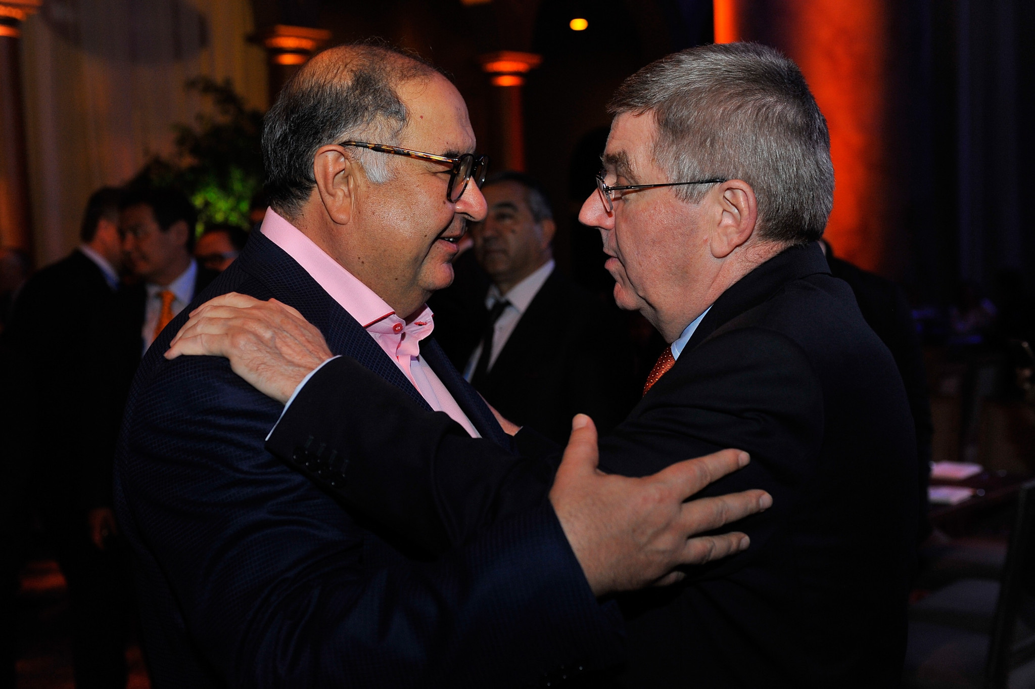 Alisher Usmanov, left, has donated CHF90 million towards FIE's finances since 2008 ©Getty Images