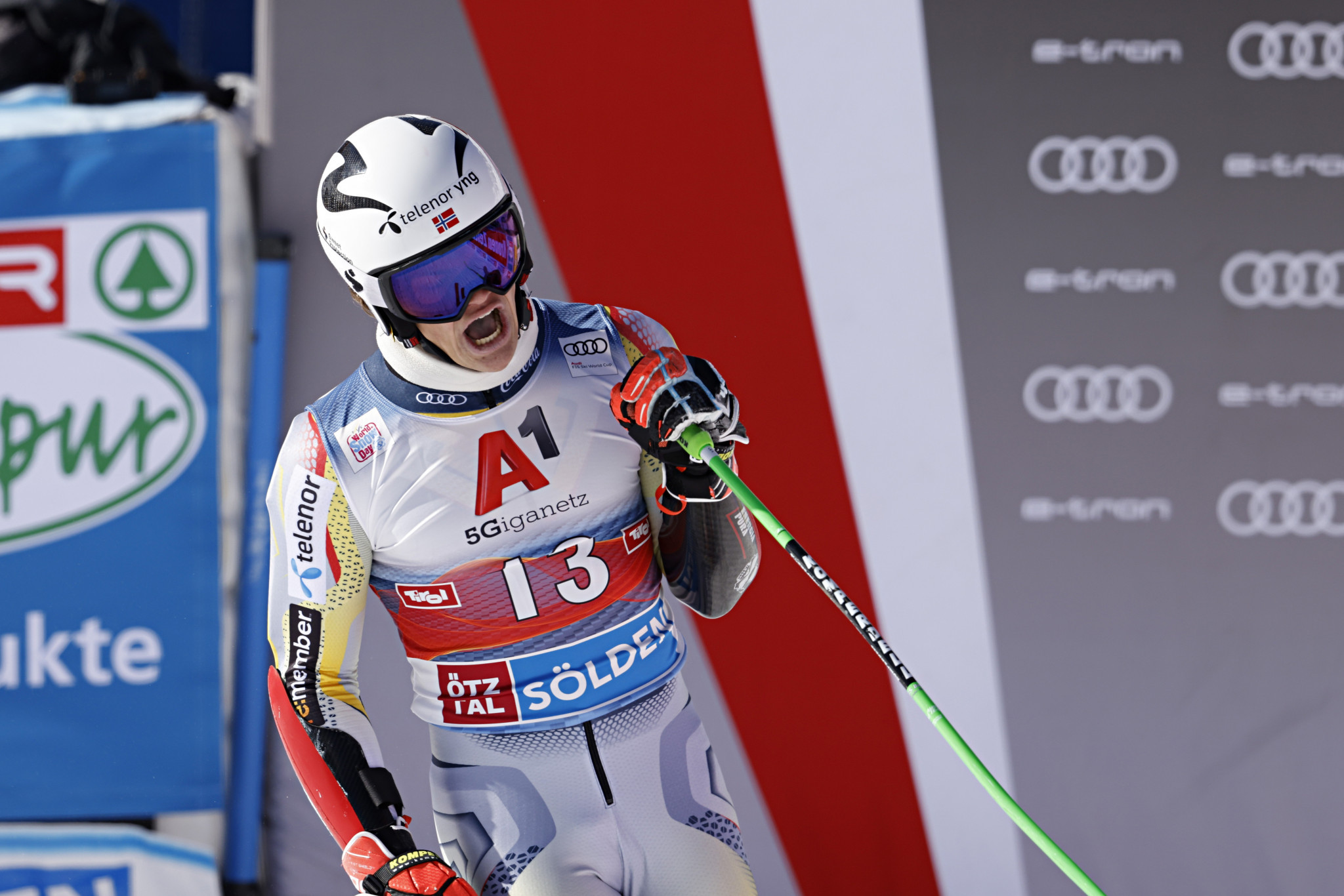 Norway's Lucas Braathen was 29th after the first run in the final, but propelled himself into first place ©Getty Images