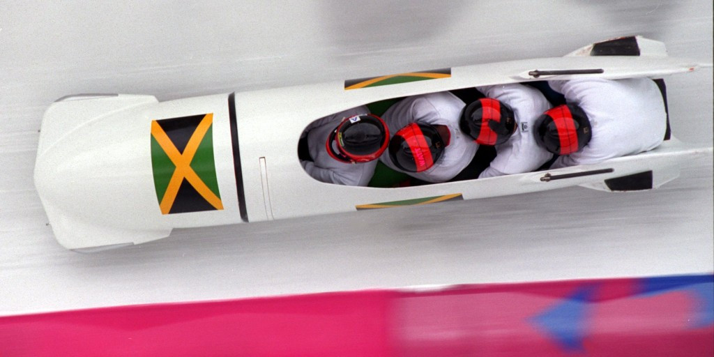 Jamaica finished 14th in the four-man bobsleigh event at Lillehammer 1994 ©Getty Images