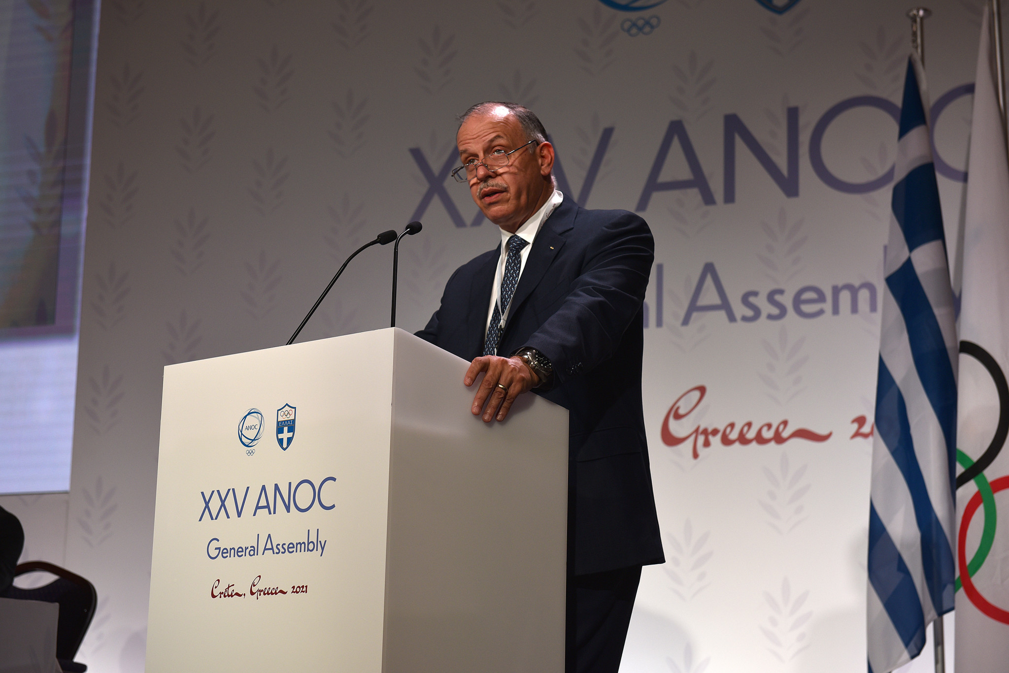 IOC Executive Board member Prince Faisal of Jordan updated members on gender equity progress ©ANOC
