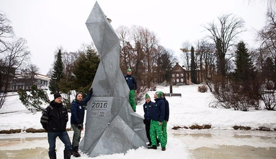 A Youth Olympic statue was unveiled today in Sjogg Park ©Lillehammer 2016/Thorvald Aschim