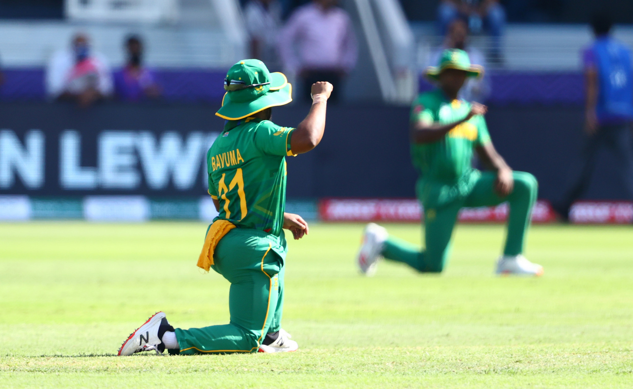 In de Kock's absence, South Africa took the knee prior to defeating West Indies ©Getty Images
