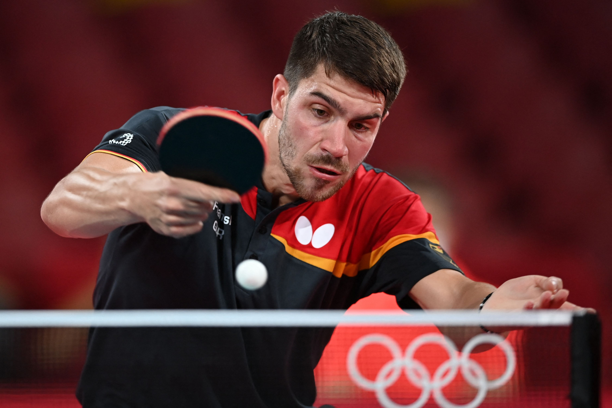 German top seed Patrick Franziska had to come from behind twice to progress against Portugal's Tiago Apolónia ©Getty Images