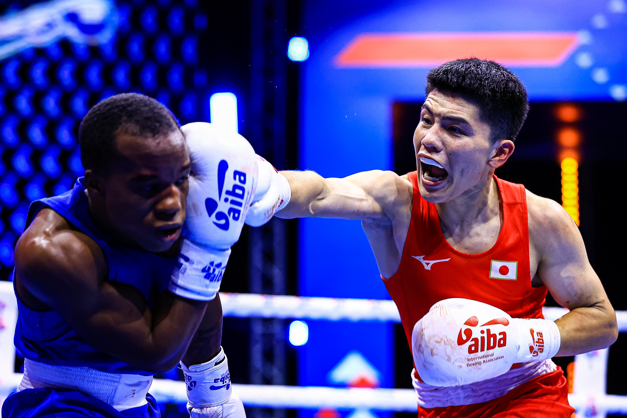 Japan's Tomoya Tsuboi stopped Jabali Breedy for clinching a medal for Barbados in the under-54kg ©AIBA