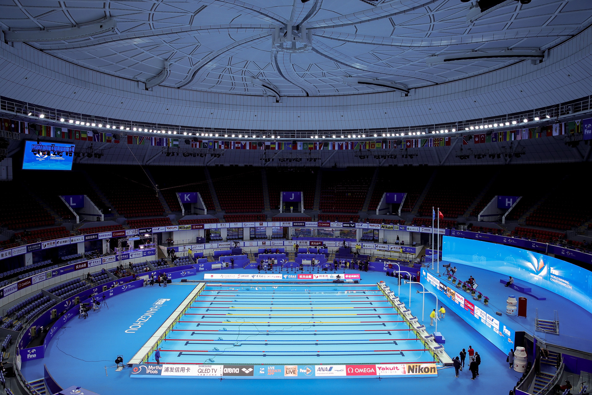 The Hangzhou Olympic Sports Centre opened in December 2018, and staged the FINA World Short Course Swimming Championships in the same month ©Getty Images