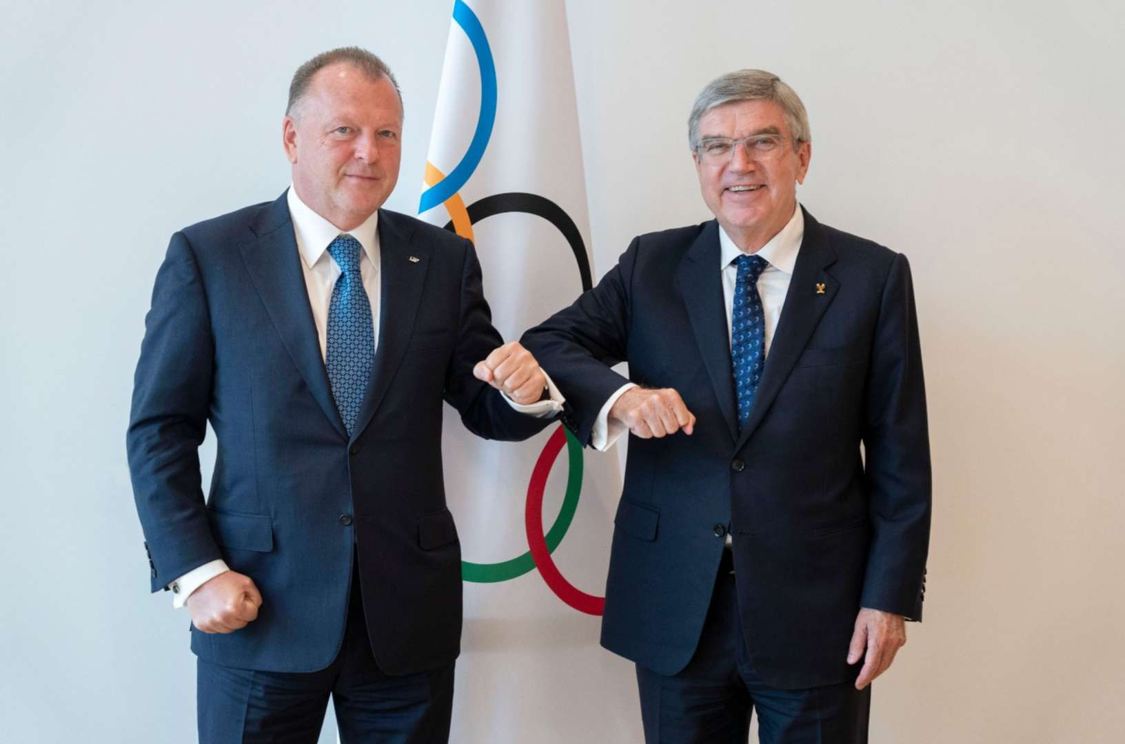 International Judo Federation President Marius Vizer, left, met with International Olympic Committee President Thomas Bach at Olympic House in Lausanne ©IJF 