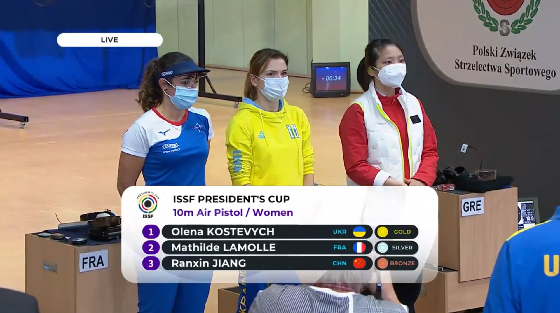Olena Kostevych emerged victorious from a tightly-contested women’s 10m air pistol final ©ISSF/YouTube