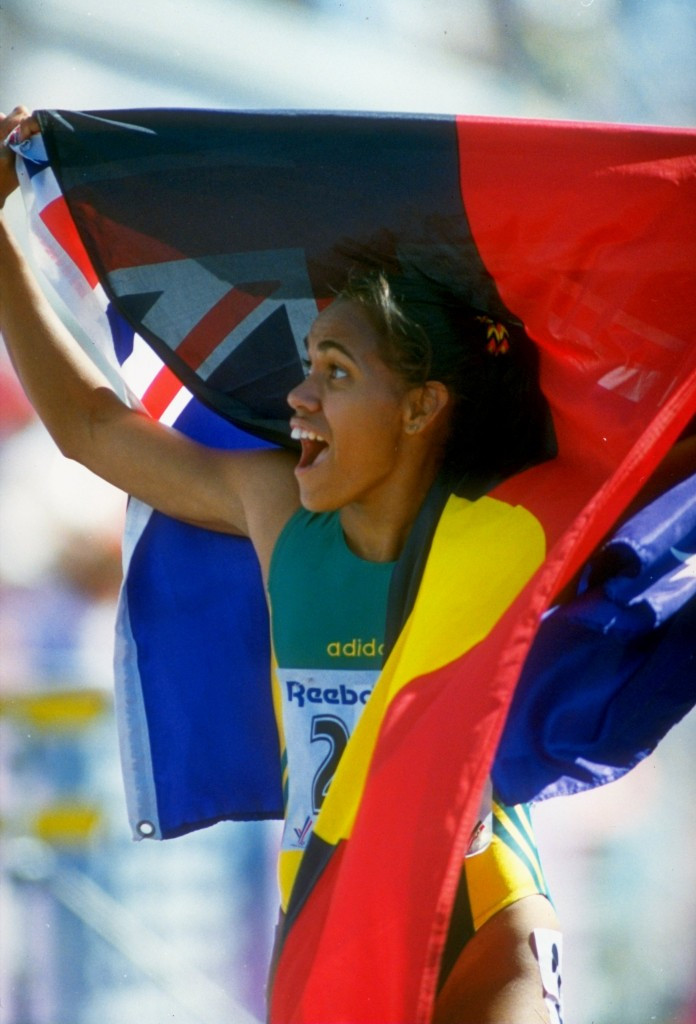 Arthur Tunstall courted controversy after he claimed Cathy Freeman should be sent home from the 1994 Commonwealth Games in Victoria after celebrating with both the Australian and Aboriginal flags ©Getty Images