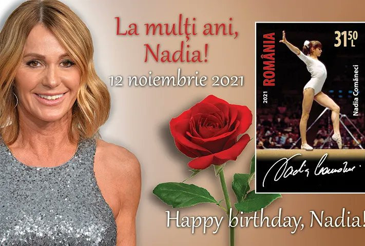 A special set of stamps has been published by Poșta Română to mark the 60th birthday of Nadia Comăneci, the first gymnast to be awarded a perfect score of 10.0 points ©Poșta Română