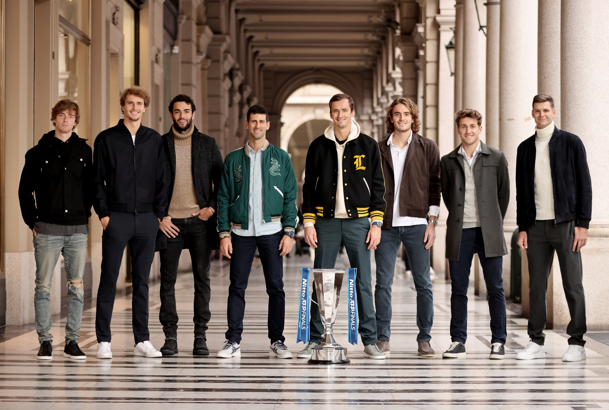 Daniil Medvedev, fourth from right, is the reigning ATP Finals champion ©Getty Images