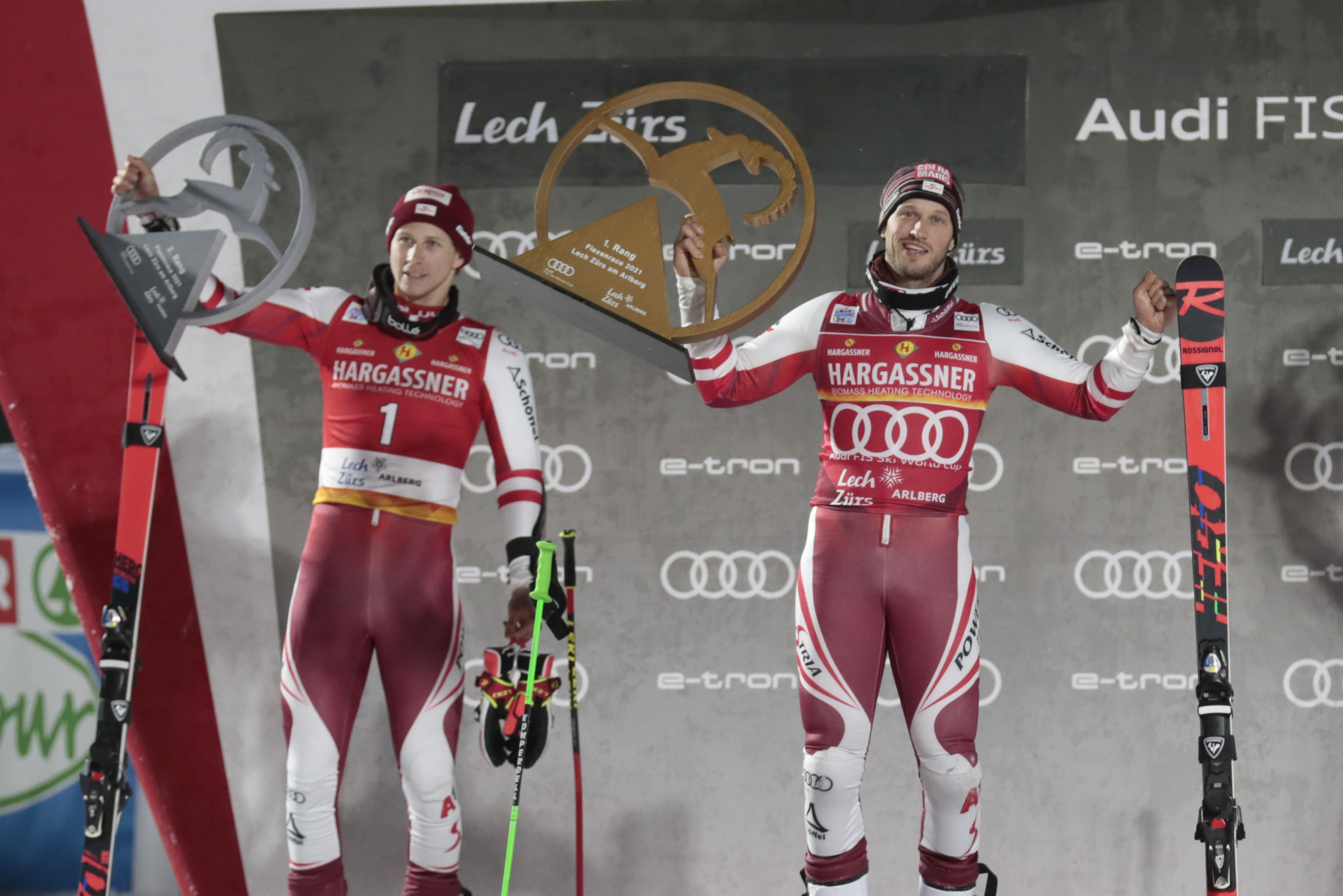 Dominik Raschner, left, on the podium with Christian Hirschbühl ©Getty Images
