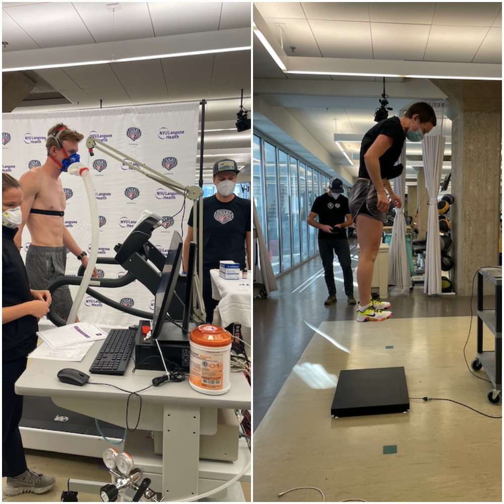 The United States' top Nordic combined athletes  visited NYU Langone Health in New York City after a training camp in Lake Placid to assess their fitness for the new season ©USA Nordic