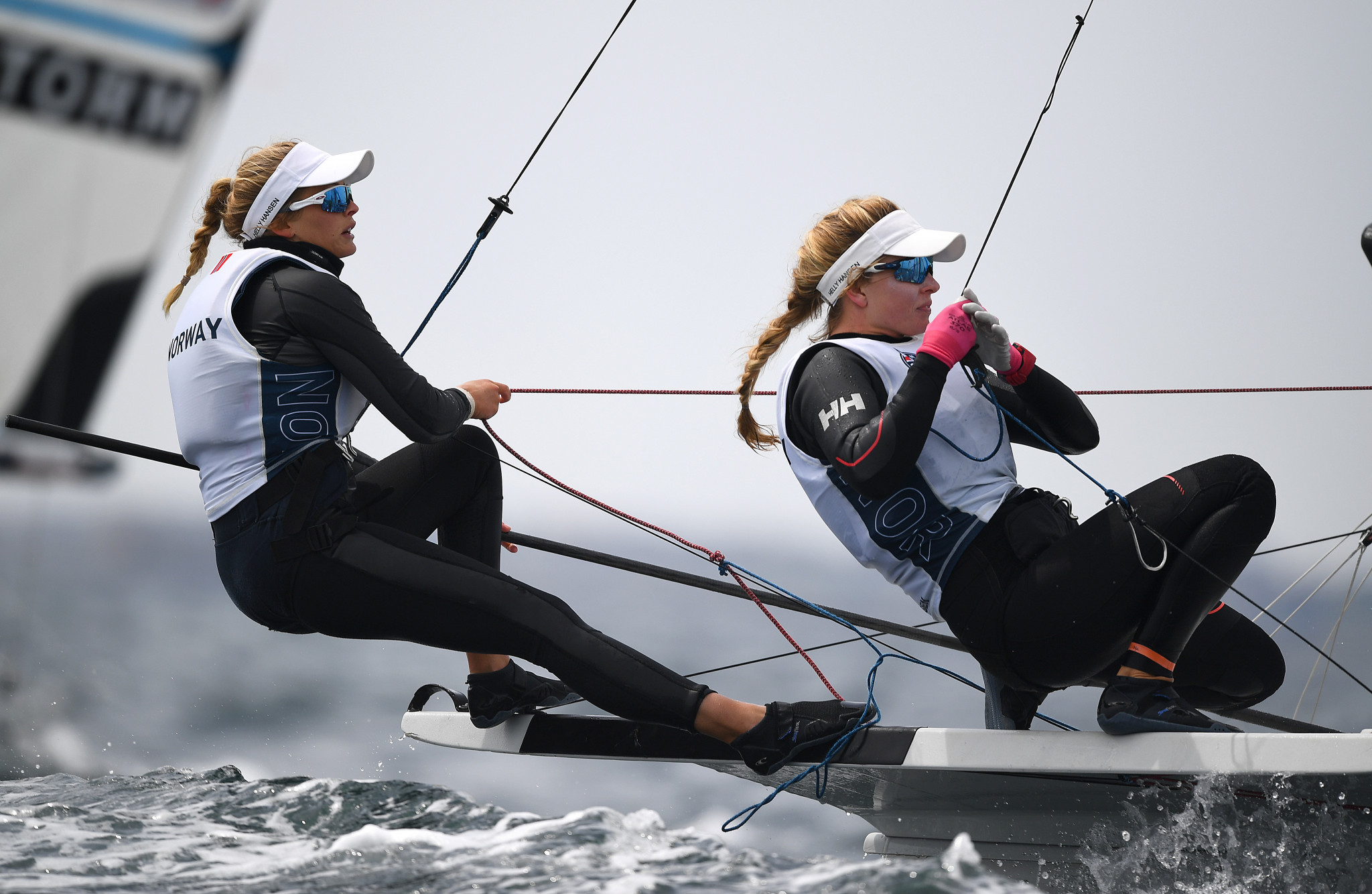 Helene Næss and Marie Rønningen are second in the 49erFX ©Getty Images