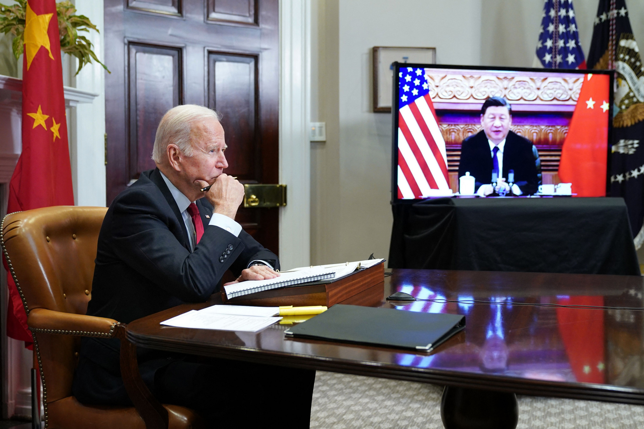 Joe Biden attended an online meeting with Xi Jinping but the Olympics were not mentioned in the entire three-and-a-half-hour event ©Getty Images