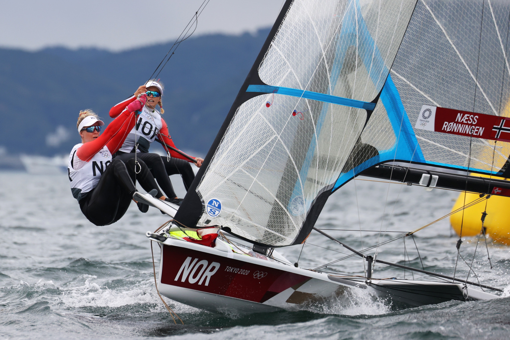 Norway's Helene Næss and Marie Rønningen moved top of the standings at the halfway stage in the 49erFX at the World Championships ©Getty Images