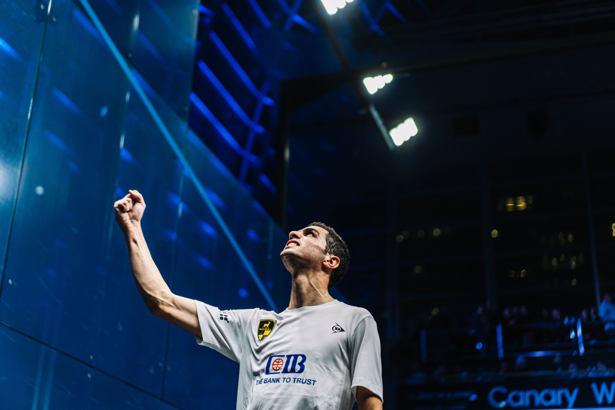Ali Farag secured his place in the Canary Wharf Classic final with a straight-sets win over Tarek Momen ©PSA World Tour