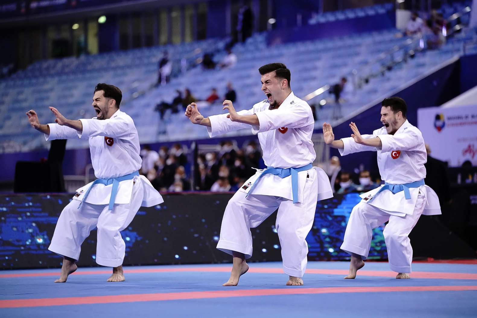 Turkey will compete for bronze in the men's team kata event ©WKF