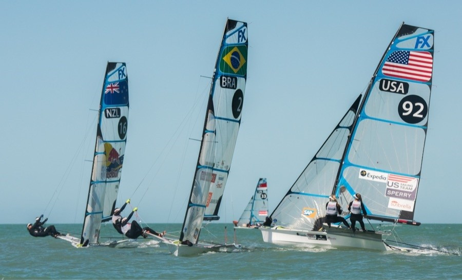 Maloney and Meech move into lead at 49erFX World Championships