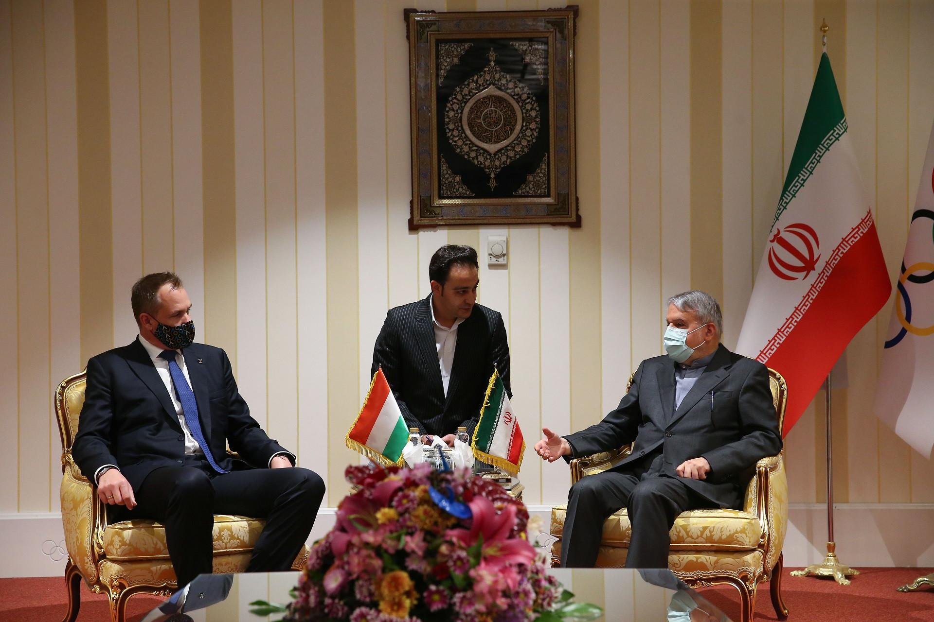 The Hungarian NOC President Krisztián Kulcsár, left, and Iranian NOC President Reza Salehi Amiri, right, met in Tehran ©HOC/Péter Szalmás/NOCIR Iran