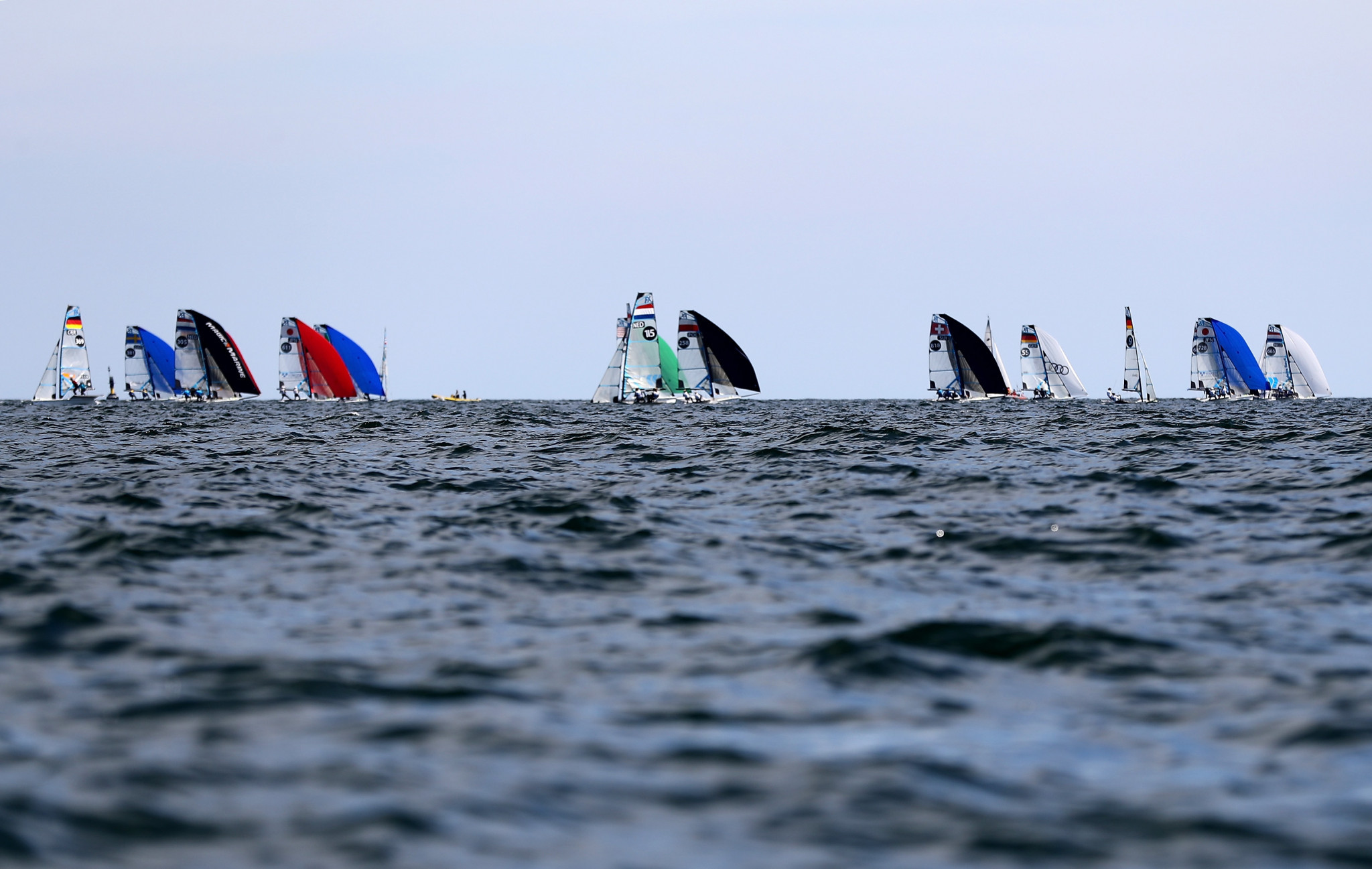 The Netherlands' Odile van Aanholt and Elise Ruyter retained their lead in the 49erFX competition ©Getty Images