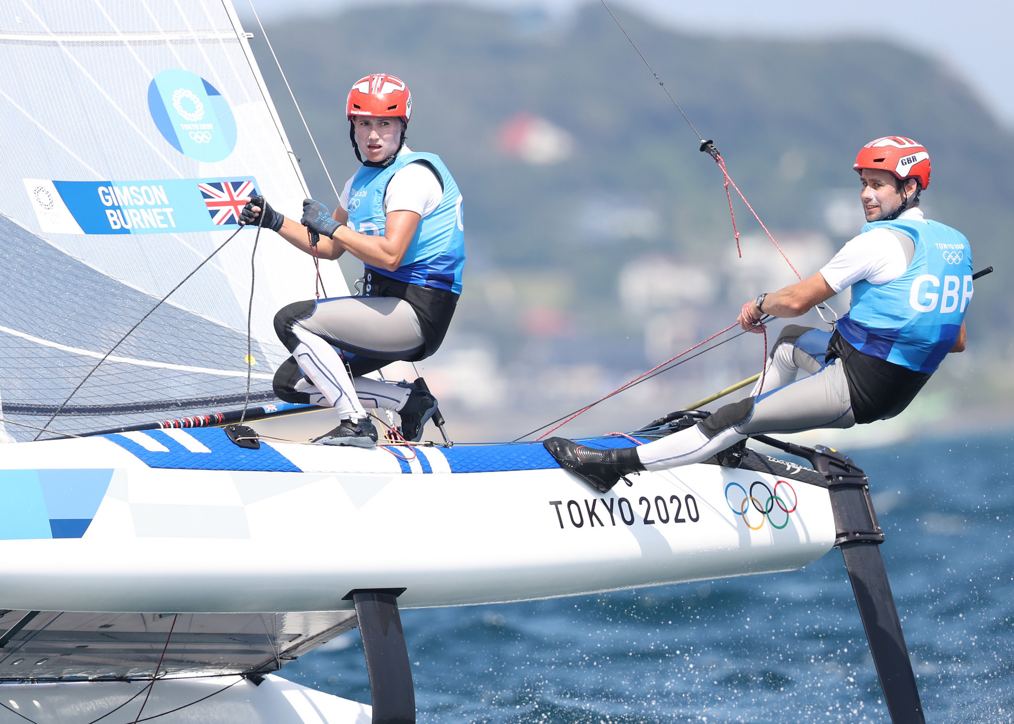 Britain's John Gimson and Anna Burnet remain second in the Nacra 17 standings ©Getty Images