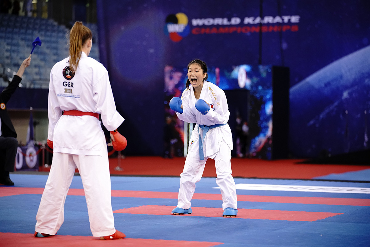 Japan's Miho Miyahara retained her women's under-50kg kumite crown ©WKF