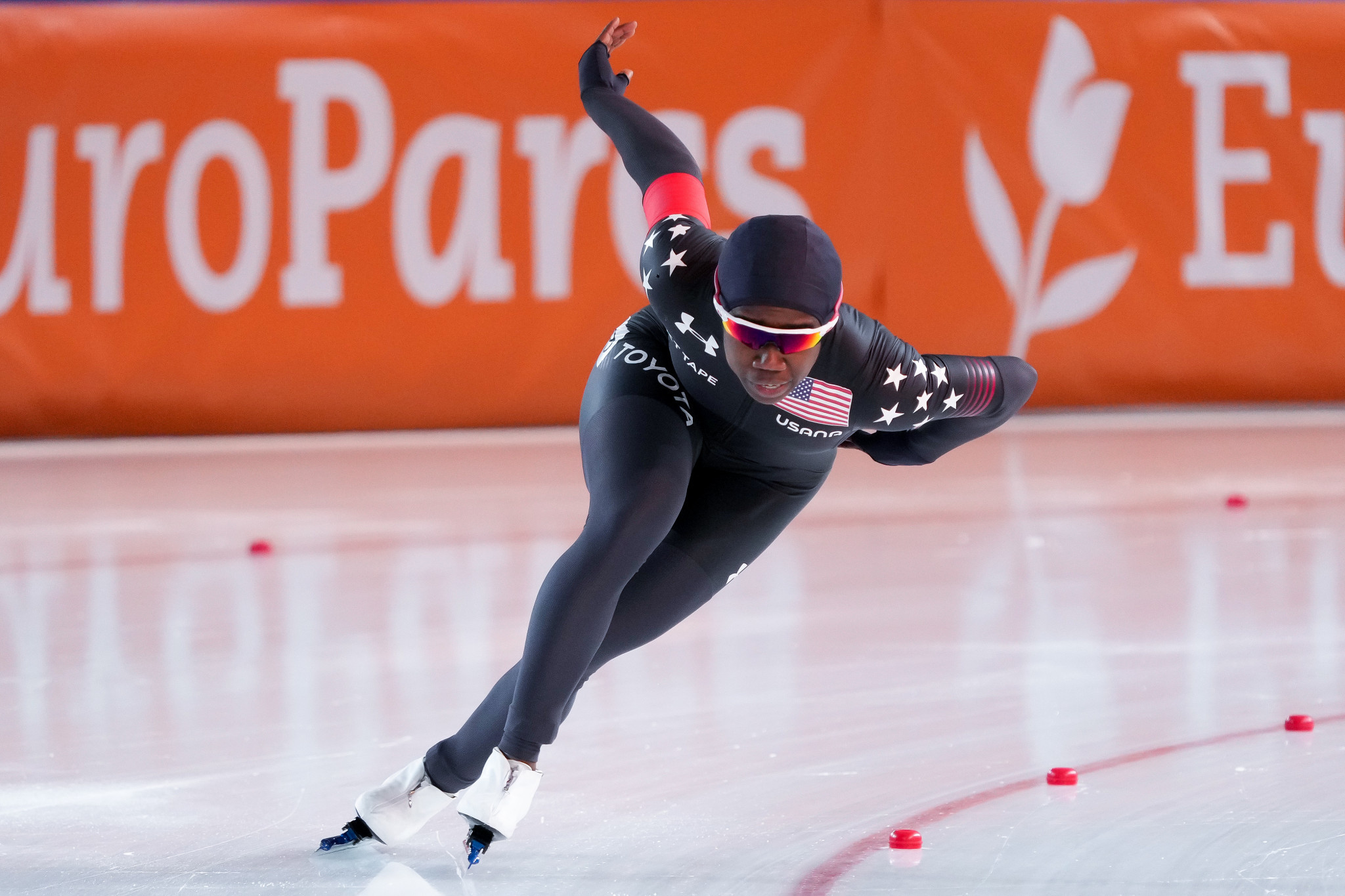 The United States' Erin Jackson said she was "kind of disappointed" with her time, despite winning her third women's 500m event of the season ©Getty Images