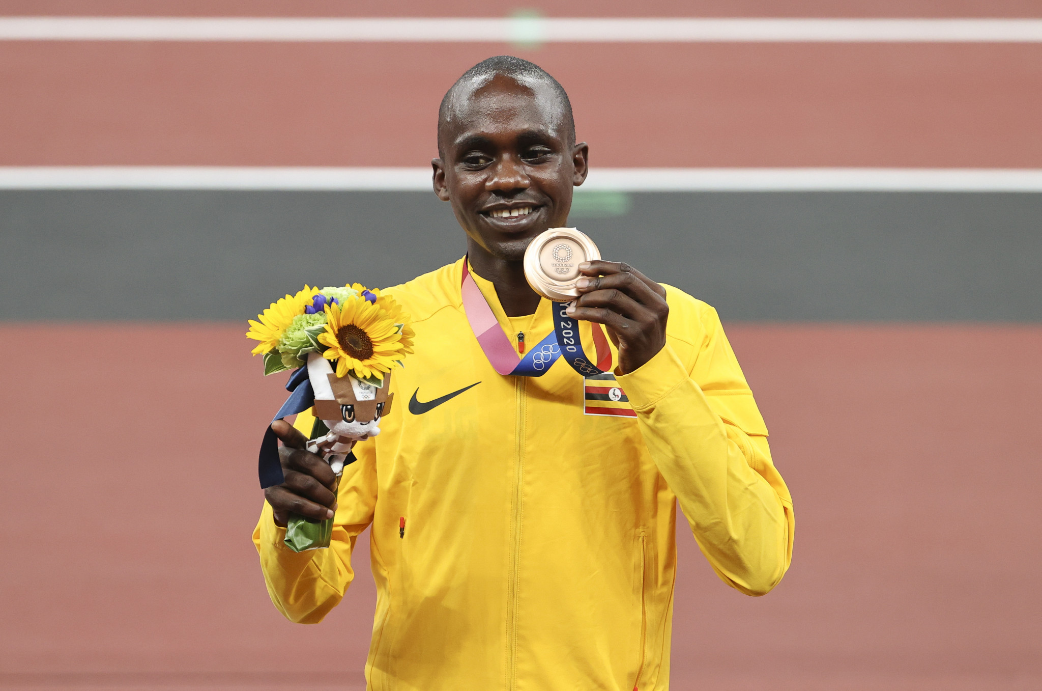 Jacob Kiplimo earned a bronze medal for Uganda in the men's 10,000 metres at the Tokyo 2020 Olympic Games ©Getty Images