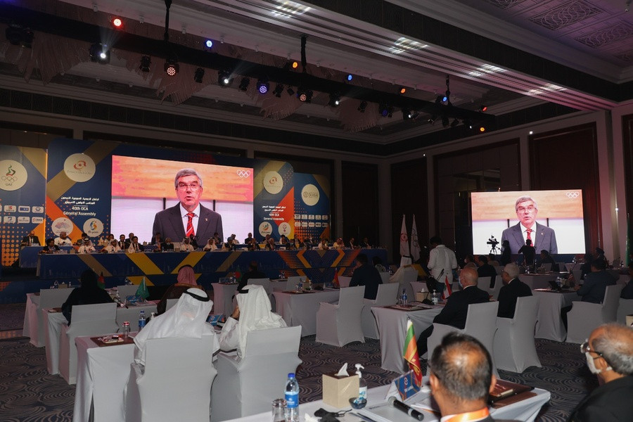 The OCA General Assembly was addressed by IOC President Thomas Bach via a video message ©OCA