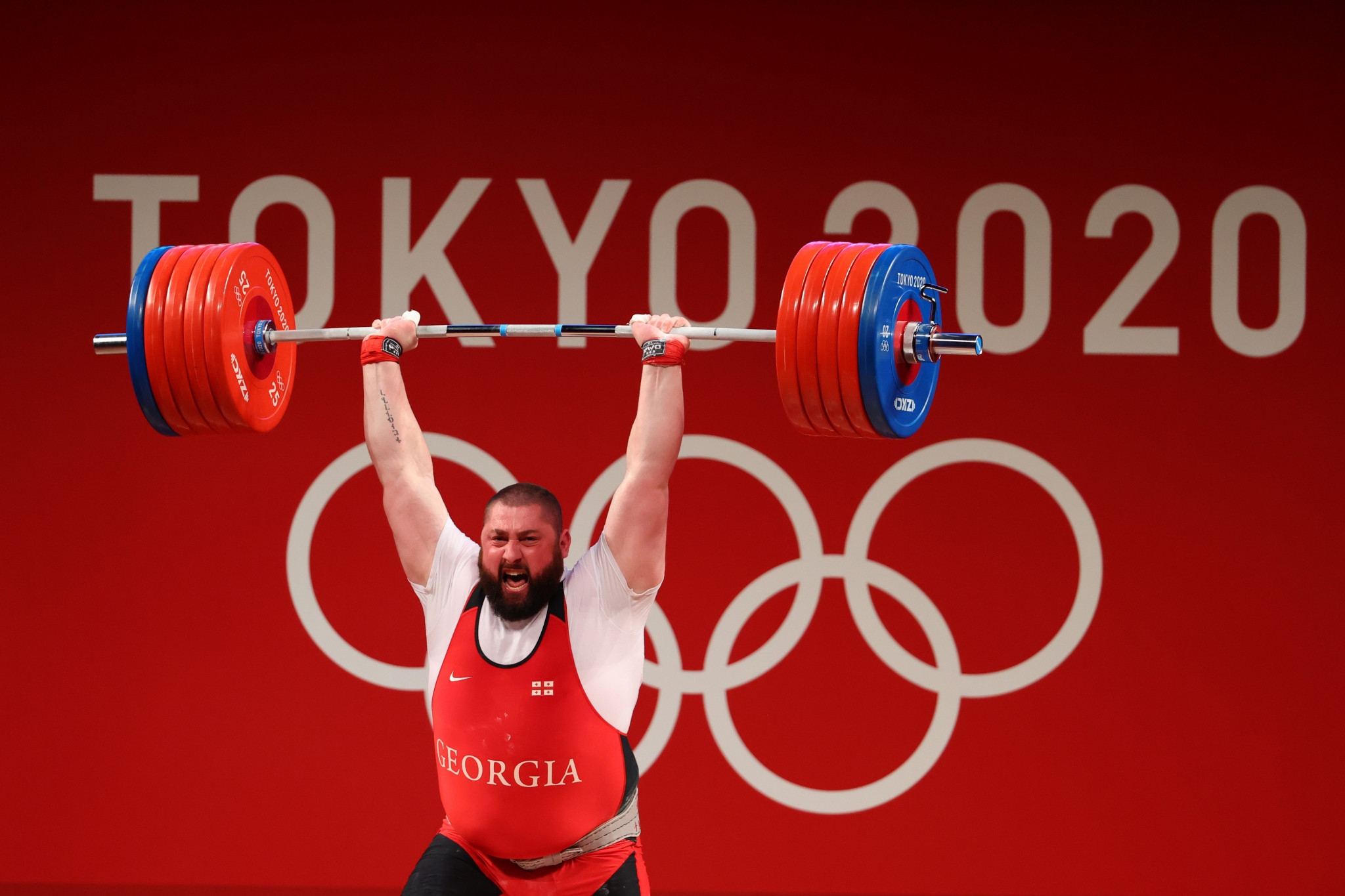 Georgia's Lasha Talakhadze won what could be the last Olympic weightlifting gold medal, with the sport's Paris 2024 place in doubt ©Getty Images