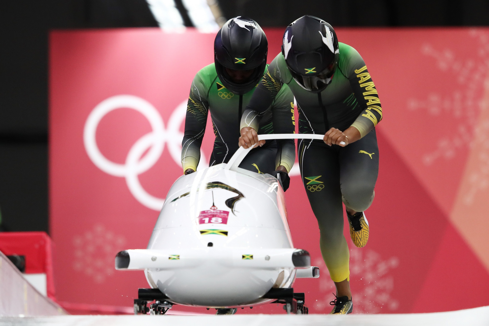 Jazmine Fenlator-Victorian and Carrie Russell represented Jamaica in the two-woman bobsleigh at the 2018 Winter Olympics ©Getty Images
