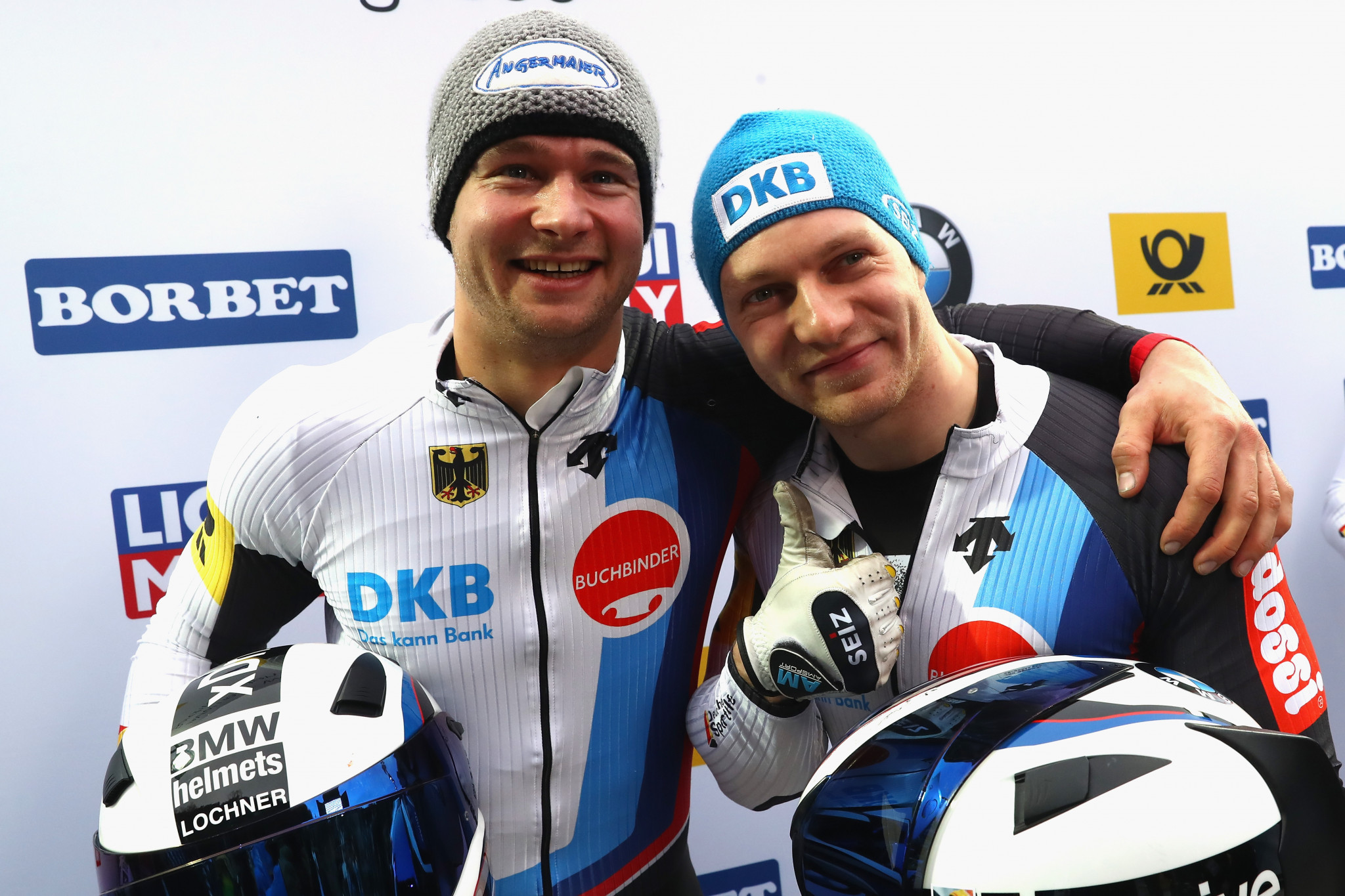 Germany's Johannes Lochner, left, and Francesco Friedrich, right, are expected to battle for two-man bob gold again at the second IBSF World Cup event at the Olympic Sliding Centre ©Getty Images