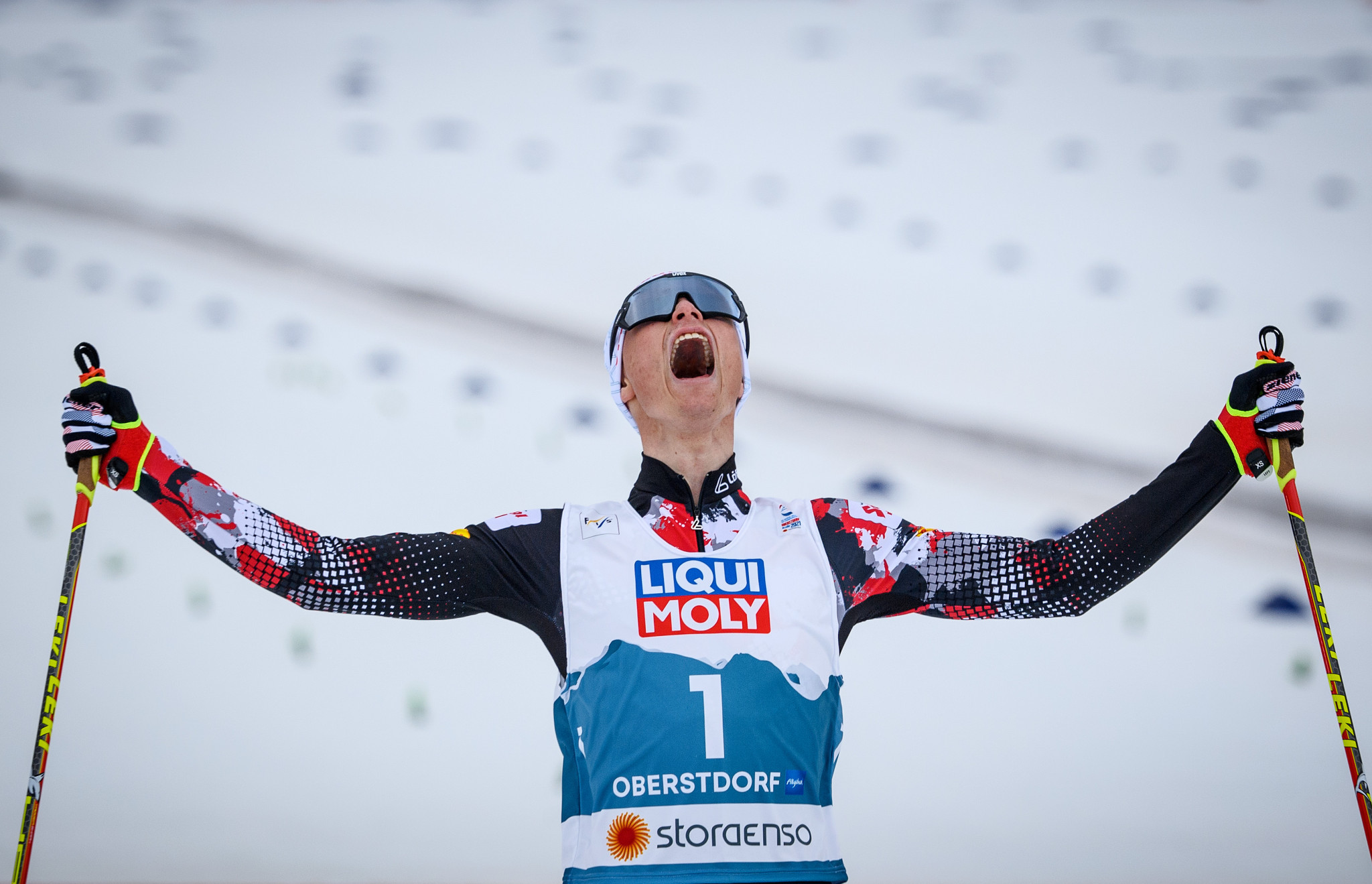 Johannes Lamparter defeated Jarl Magnus Riiber for individual long hill gold at the World Championships earlier this year ©Getty Images